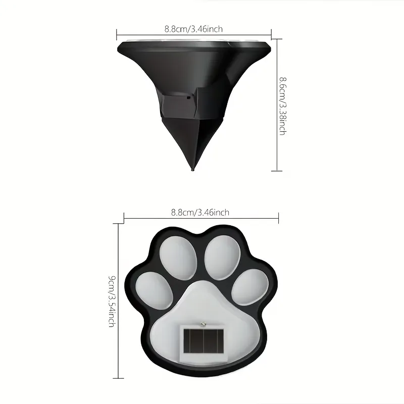 3 Pcs Paw Print Solar Stake Light