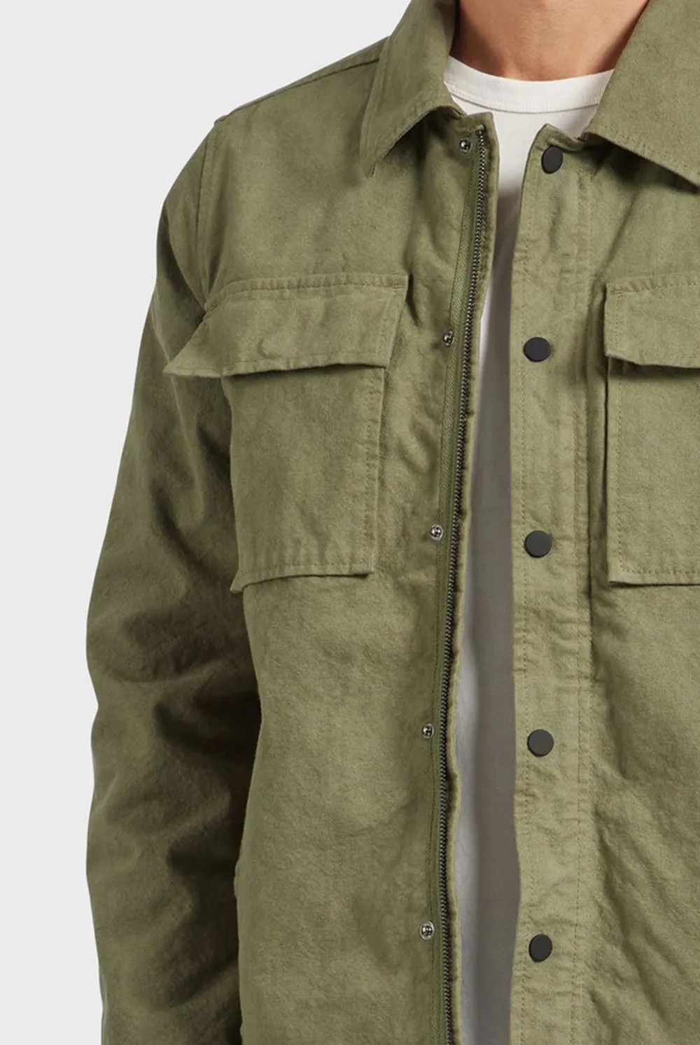 Textured Cotton Casual Utility Shirt Jacket