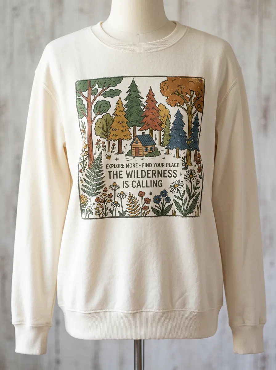 Unisex Nature Lover Wilderness Cabin Forest Sweatshirt