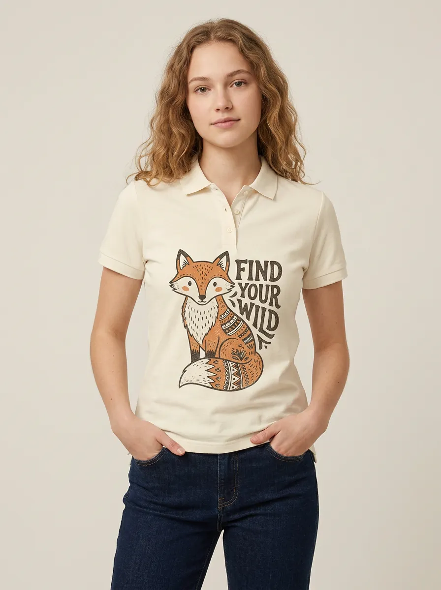 Nature Lover Boho Fox Find Your Wild Polo Shirt