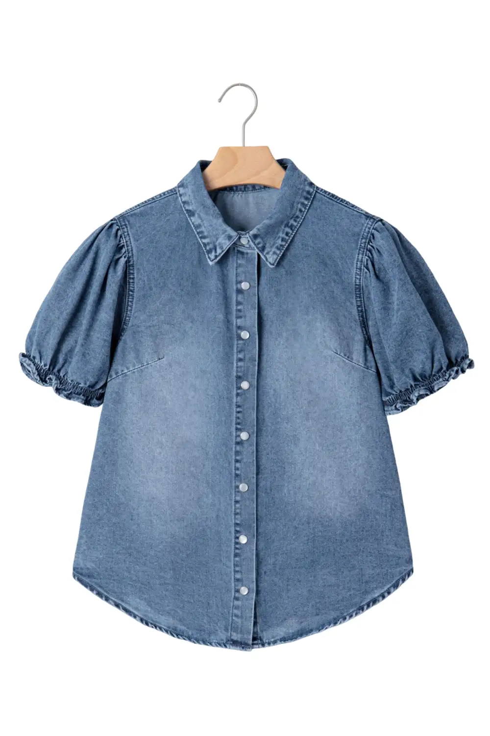 Frilled Button Front Short Sleeve Shirt Blouse