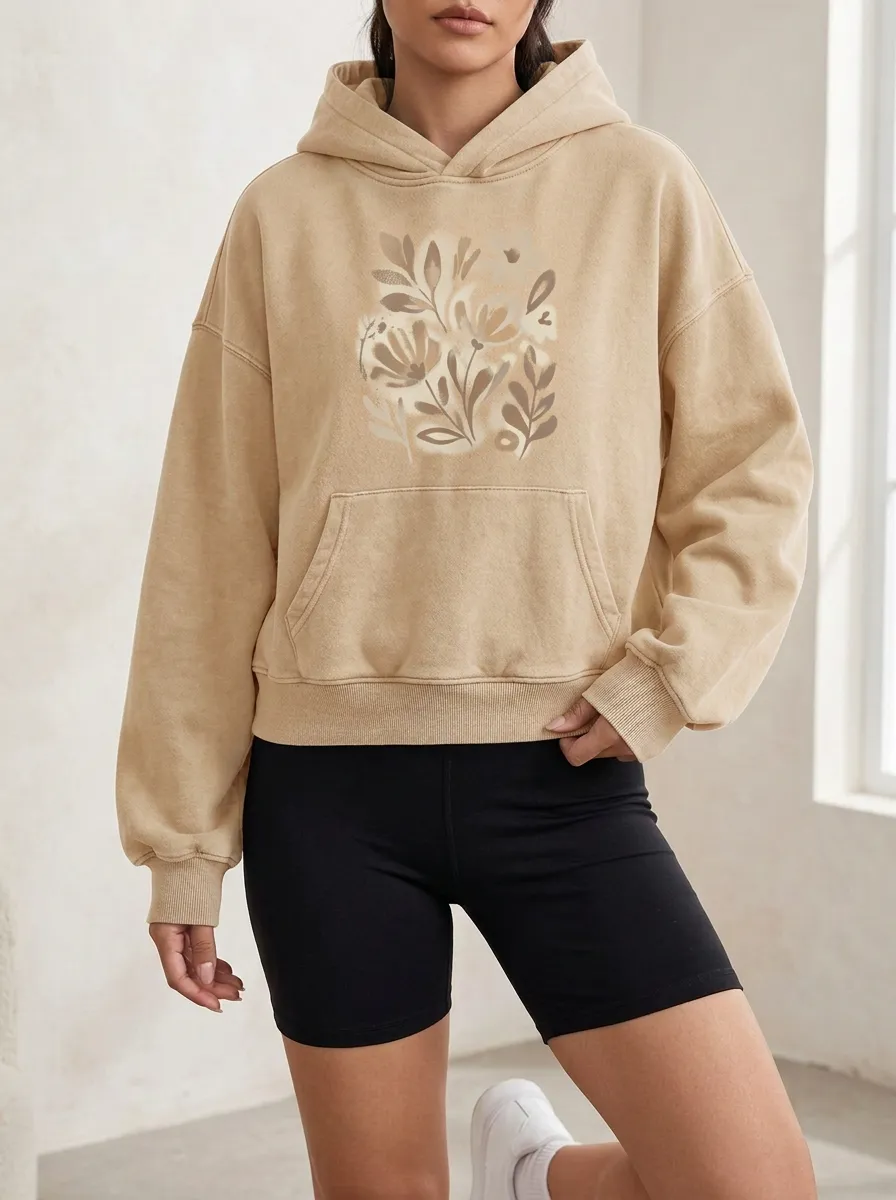 Botanical Art Floral Spray Painted Hoodie
