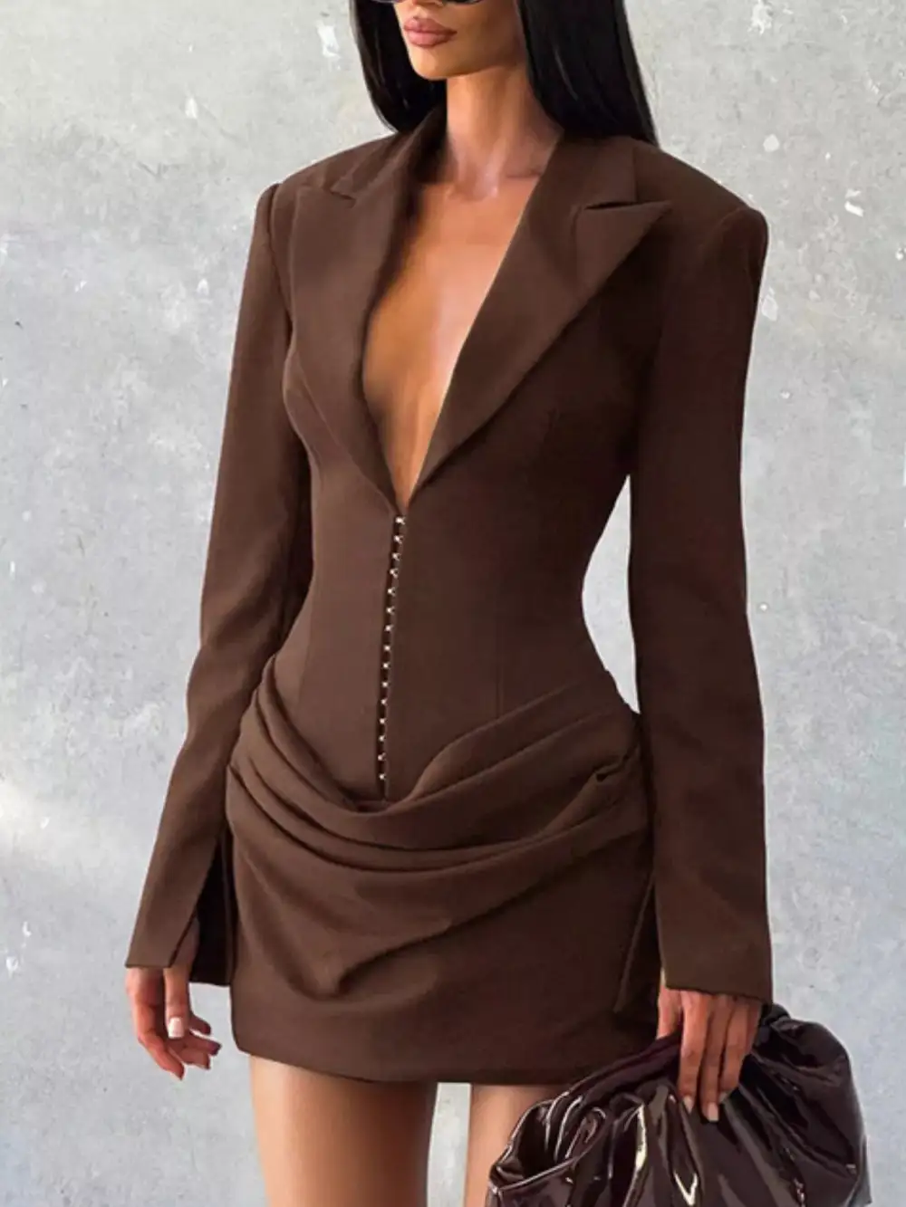 Balanced Detail Long Sleeve Mini Dress