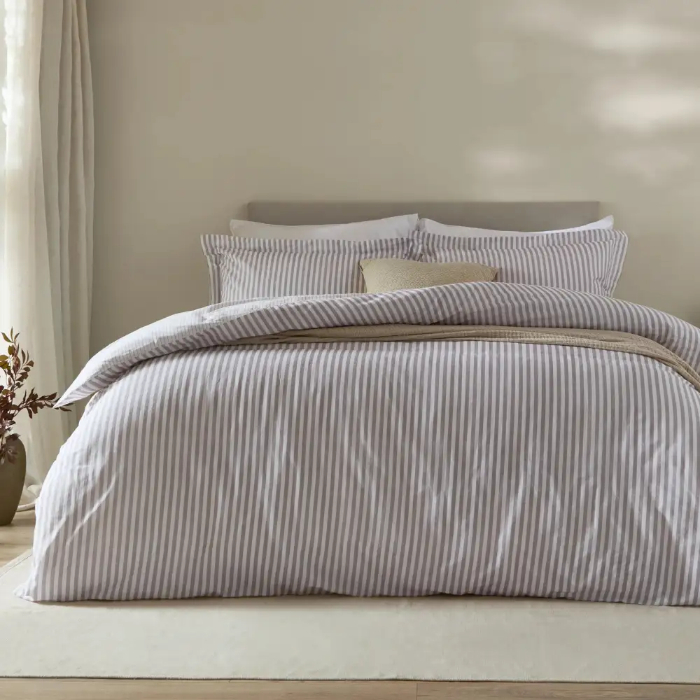 Versatile Bedroom Reversible Stripe Cotton Duvet Cover Set