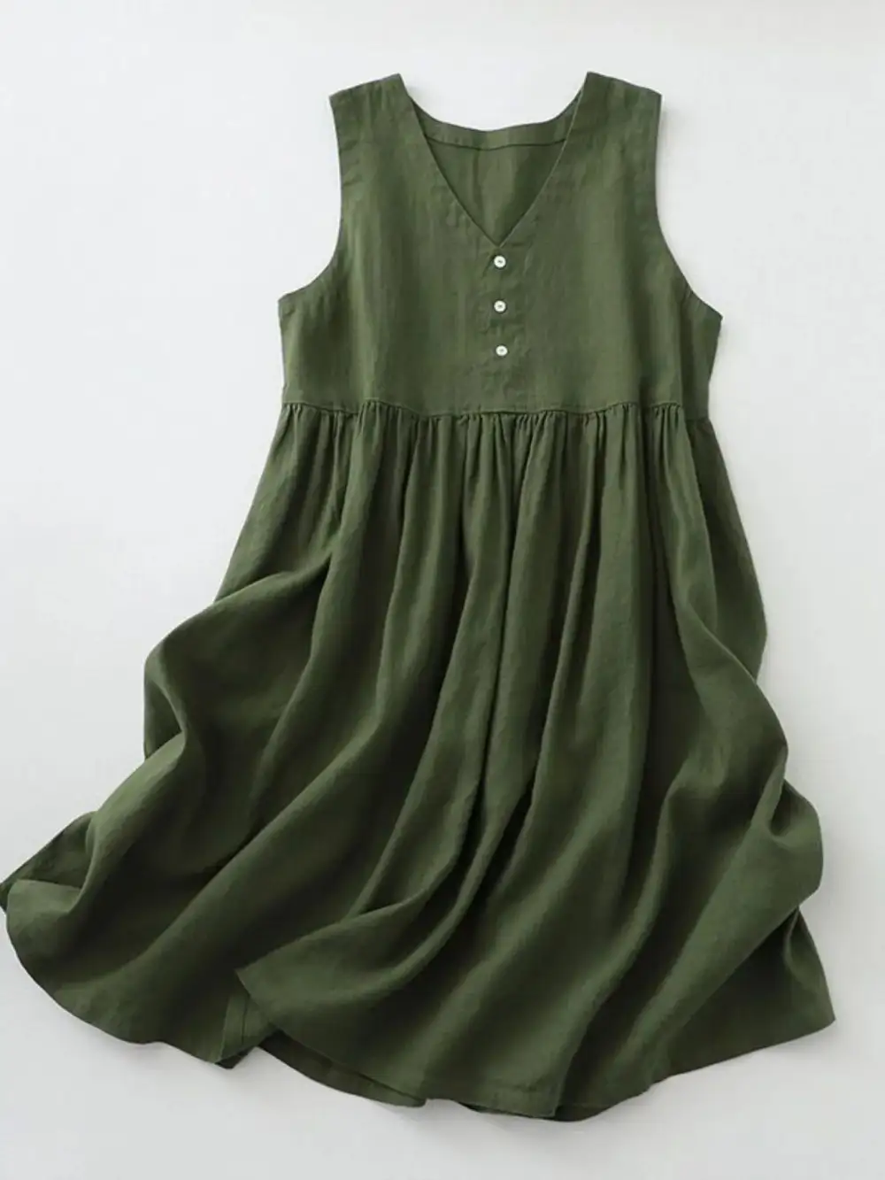 Elegant V Neck Sleeveless Midi Dress