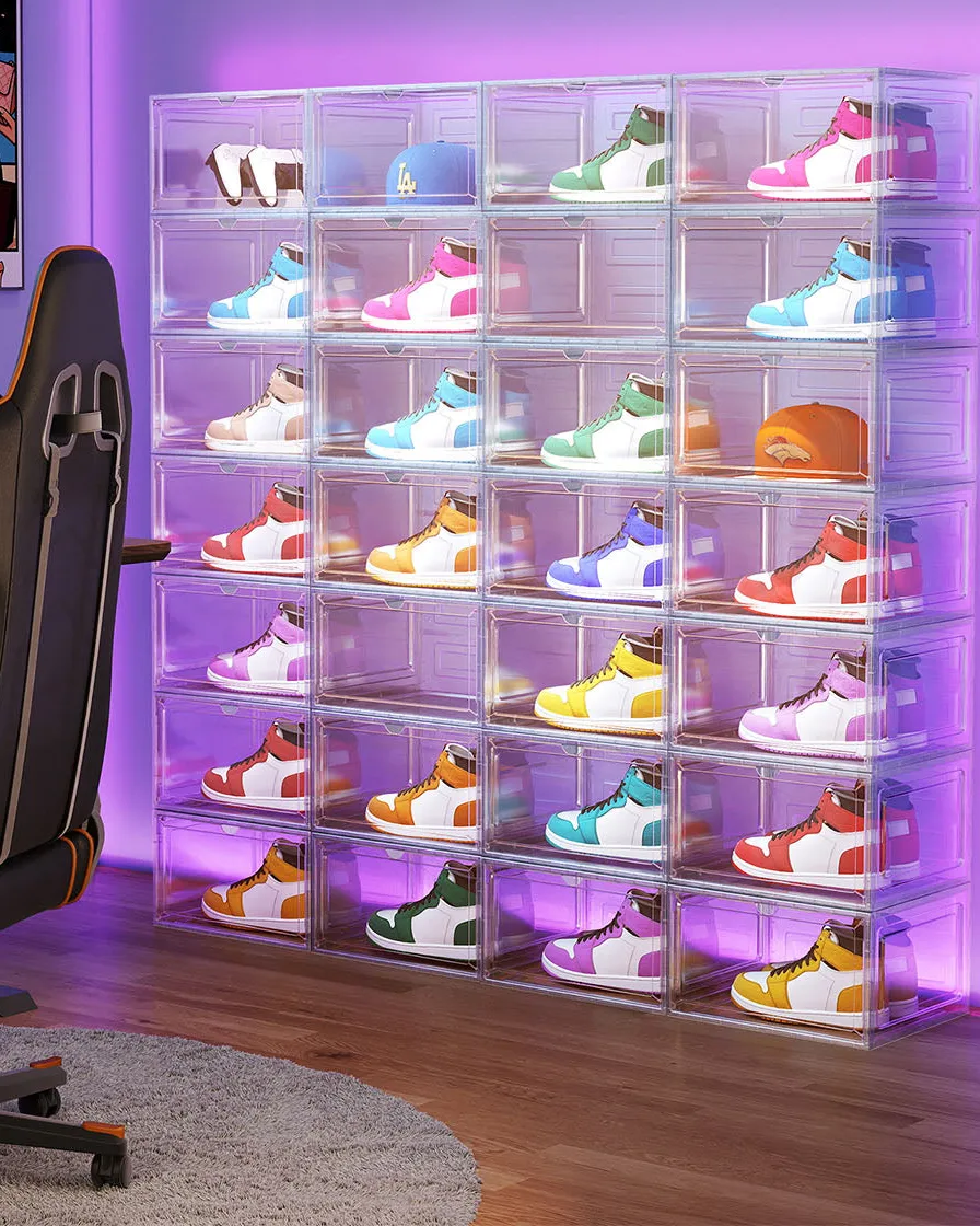 Refined Stackable Front Opening Clear Front Shoe Storage Box