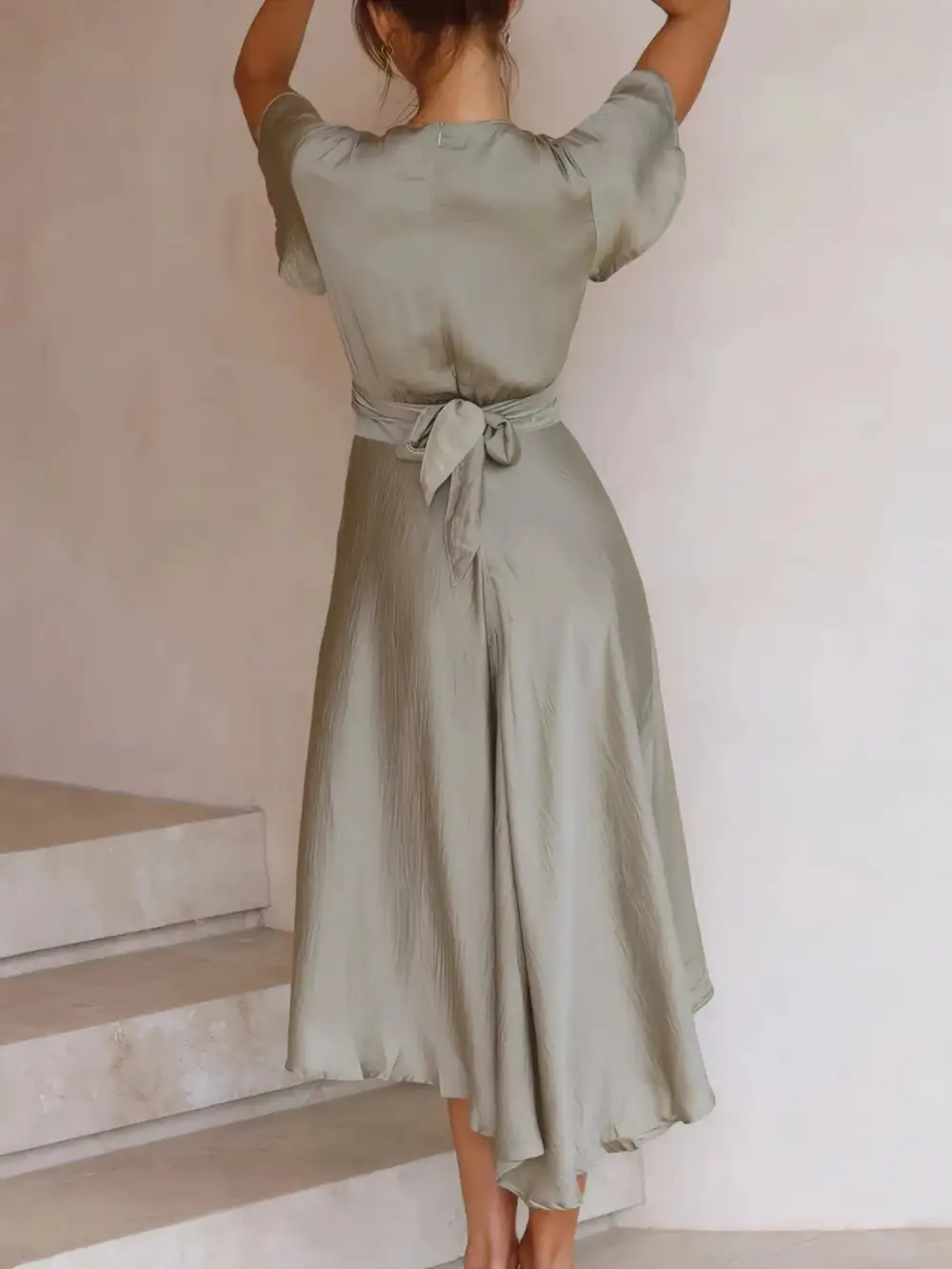 Plunge Flutter Sleeve Mini Dress