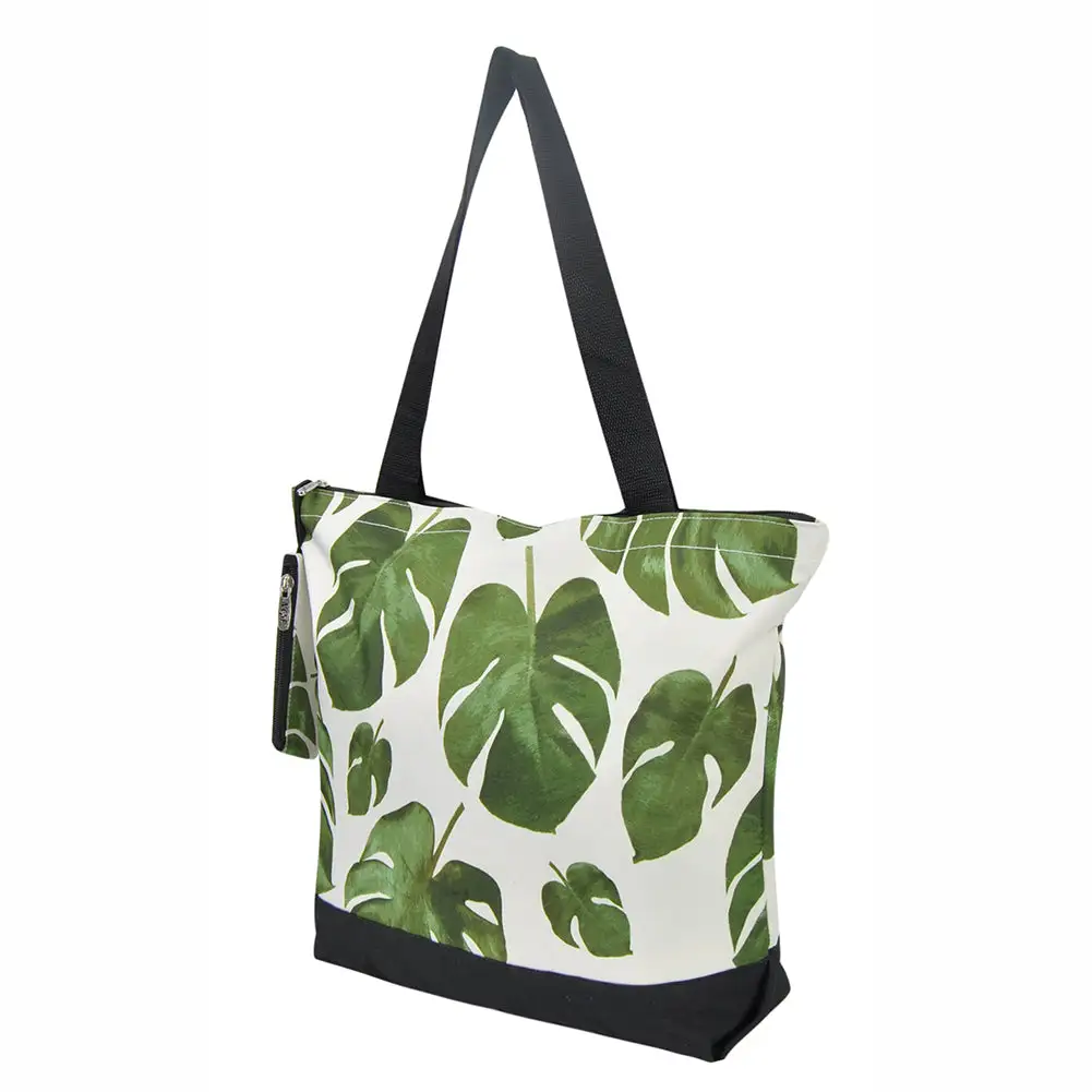 Leaf Print Canvas Tote Bag