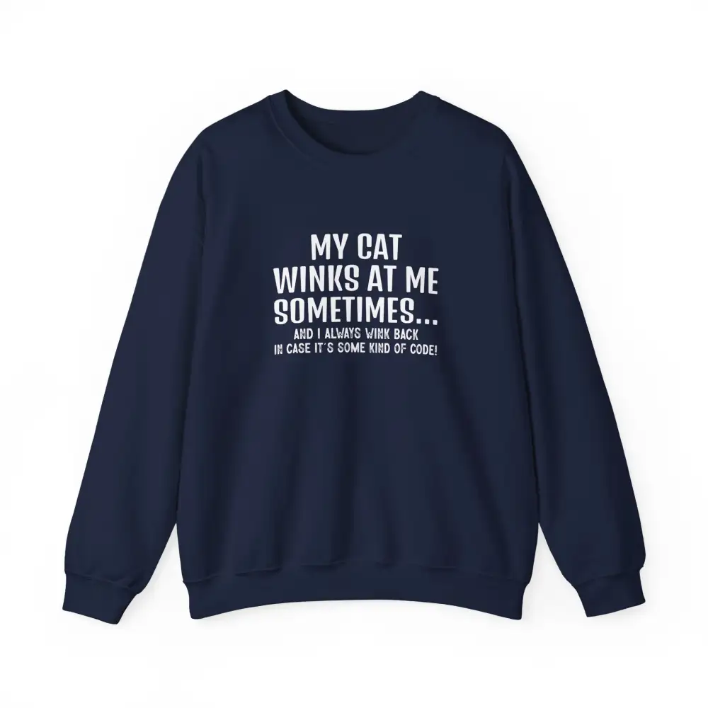 Winking Cat Graphic Crewneck Sweatshirt
