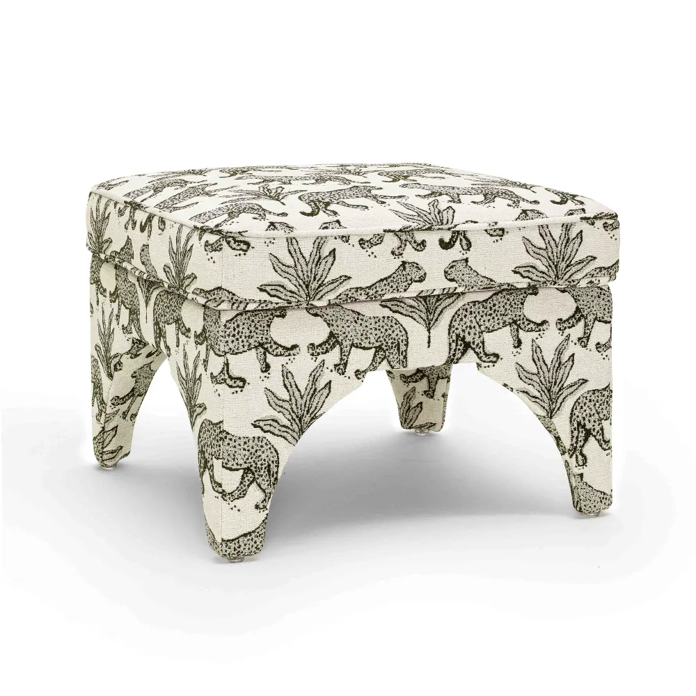 Leopard Jacquard Woven Upholstered Bench