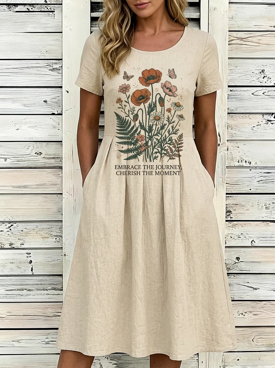 Floral Butterfly Quote Casual Dress
