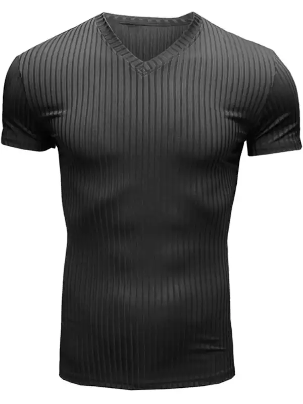 Ribbed Short Sleeve Crew Neck Tee