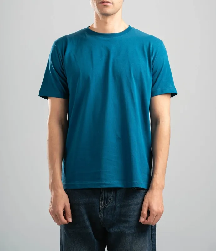 Ocean Blue Soft Cotton Crewneck Tee