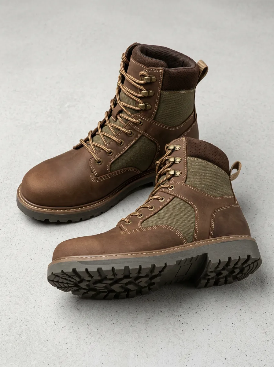 Unisex Outdoor Tactical Leather Canvas Work Boots