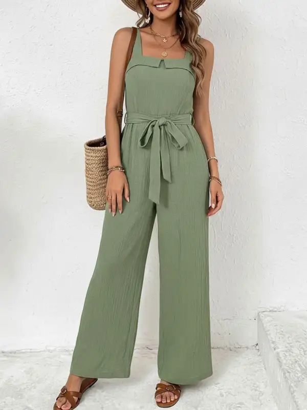 Tie Waist Wide Leg Jumpsuit