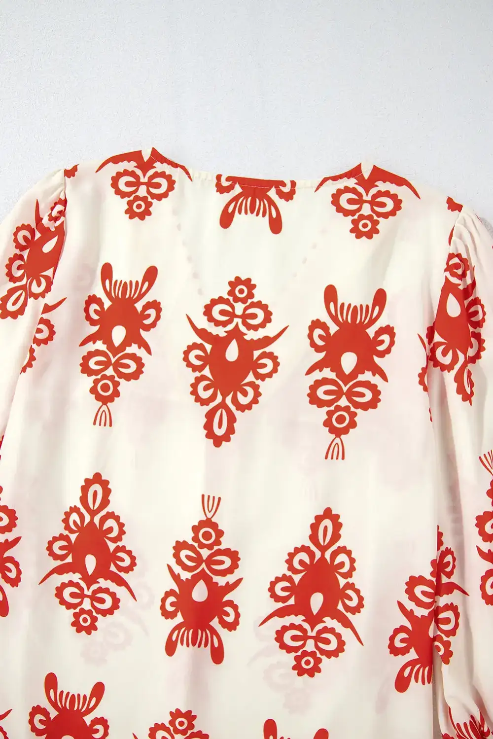 Paisley Geometric Print V-Neck Blouse