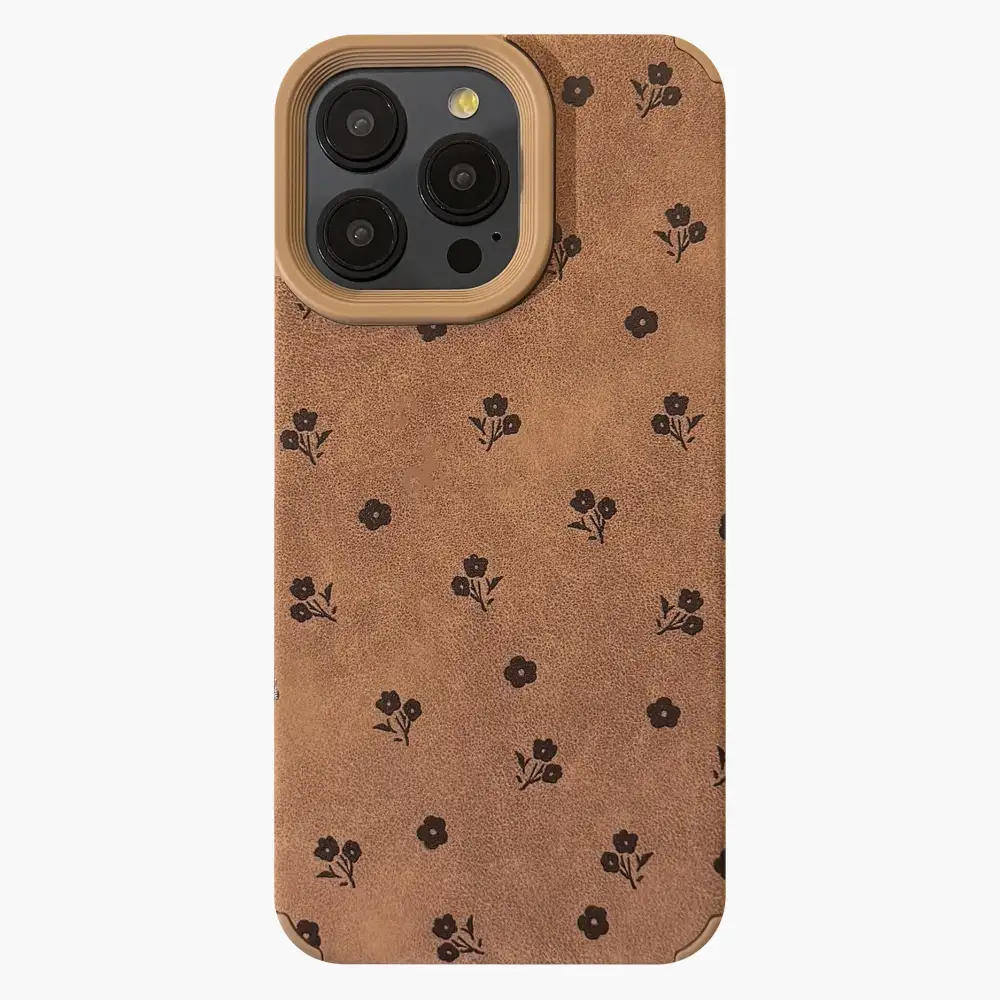 Floral Textured Leather Look Textured Phone Case