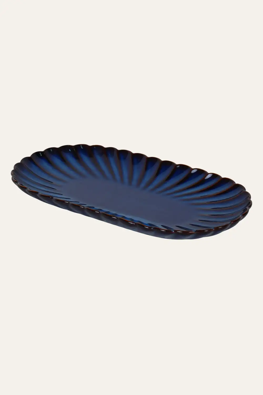 Ribbed Oval Ceramic Serving Platter