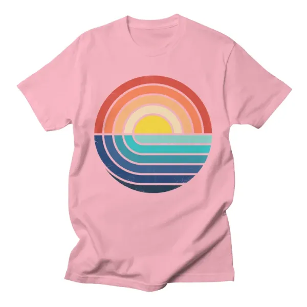 Men's Rainbow Print Circular Pattern Top