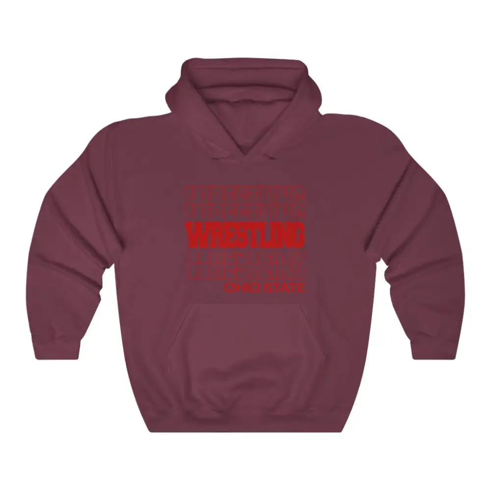 Relaxed Modern Stacked Wrestling Graphic Pullover Hoodie