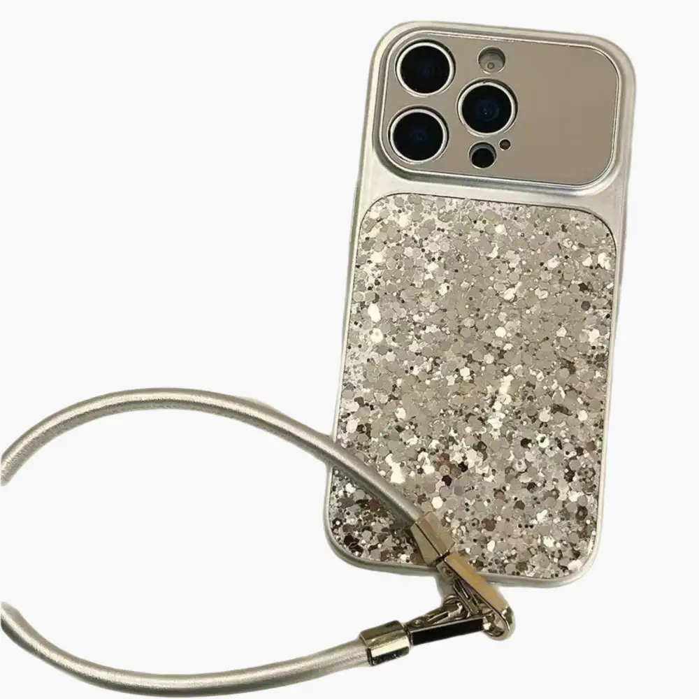 Glitter Wrist Strap Textured Phone Case