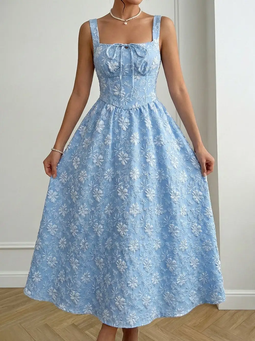 A-Line Floral Midi Dress