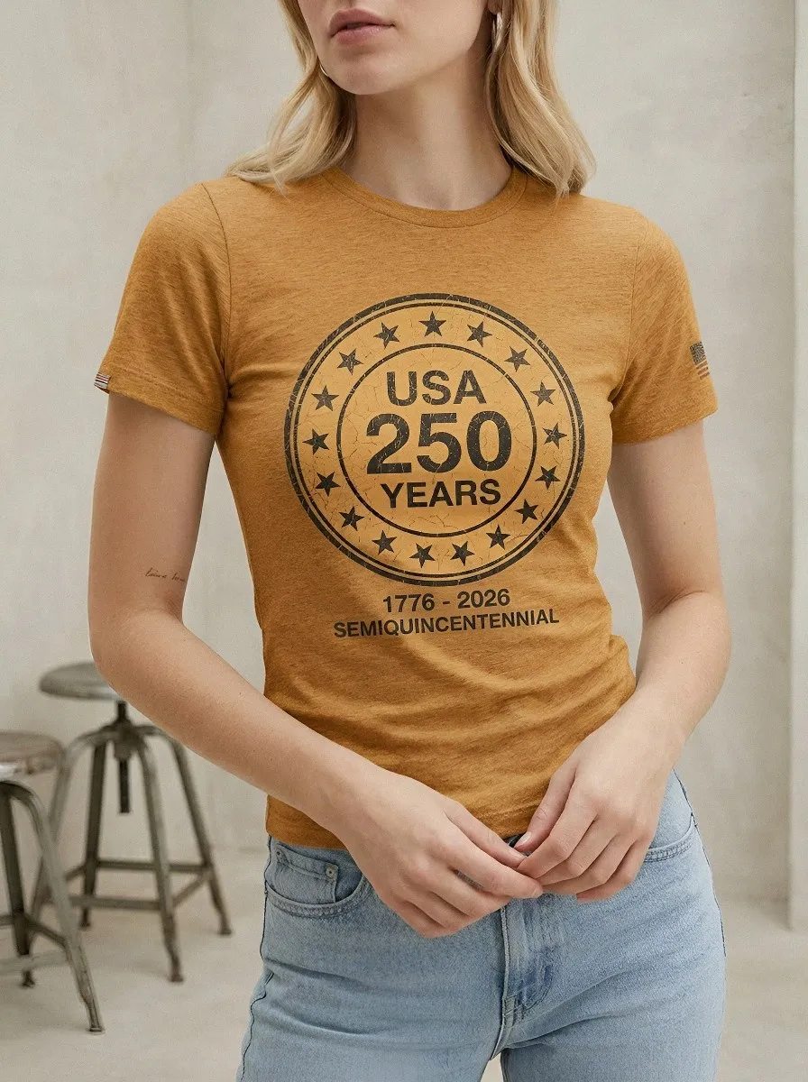 Women's USA 250 Years Semiquincentennial Star Emblem Printed T-shirt