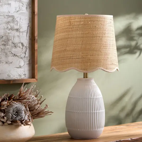 Ceramic Metal Jute Table Lamp