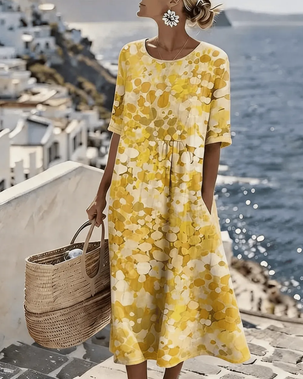 ✨Hot Sale ✨50% OFF ✨Colour Bloom Watercolor Milk Silk Dress