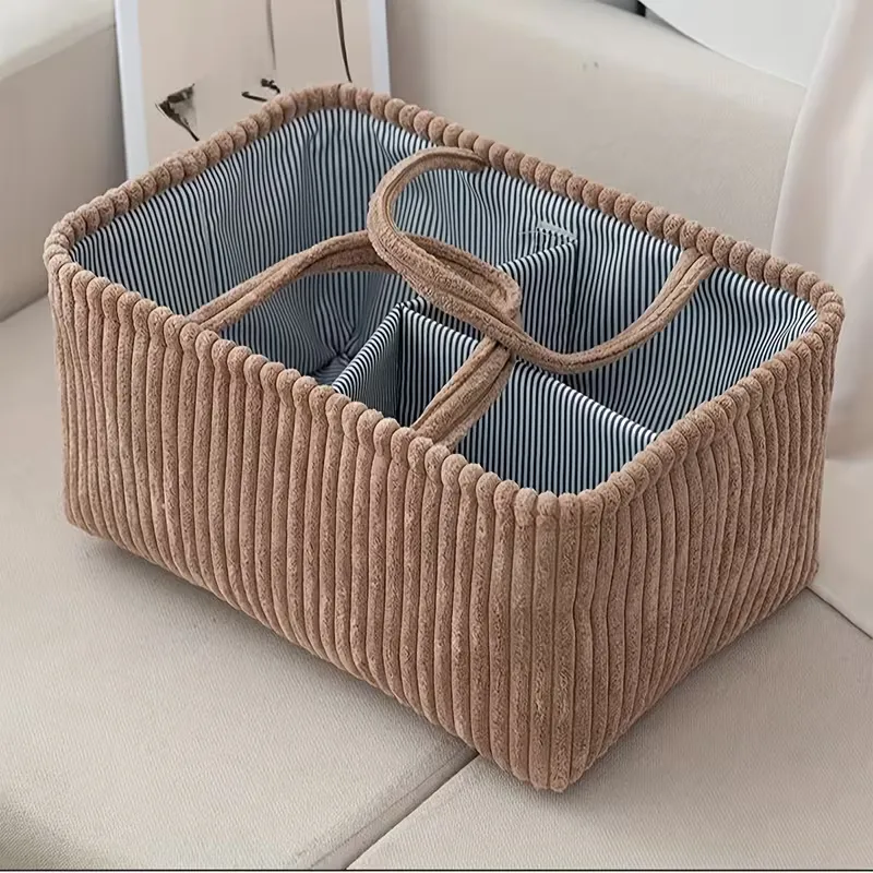 Corduroy Multi-Compartment Storage Basket