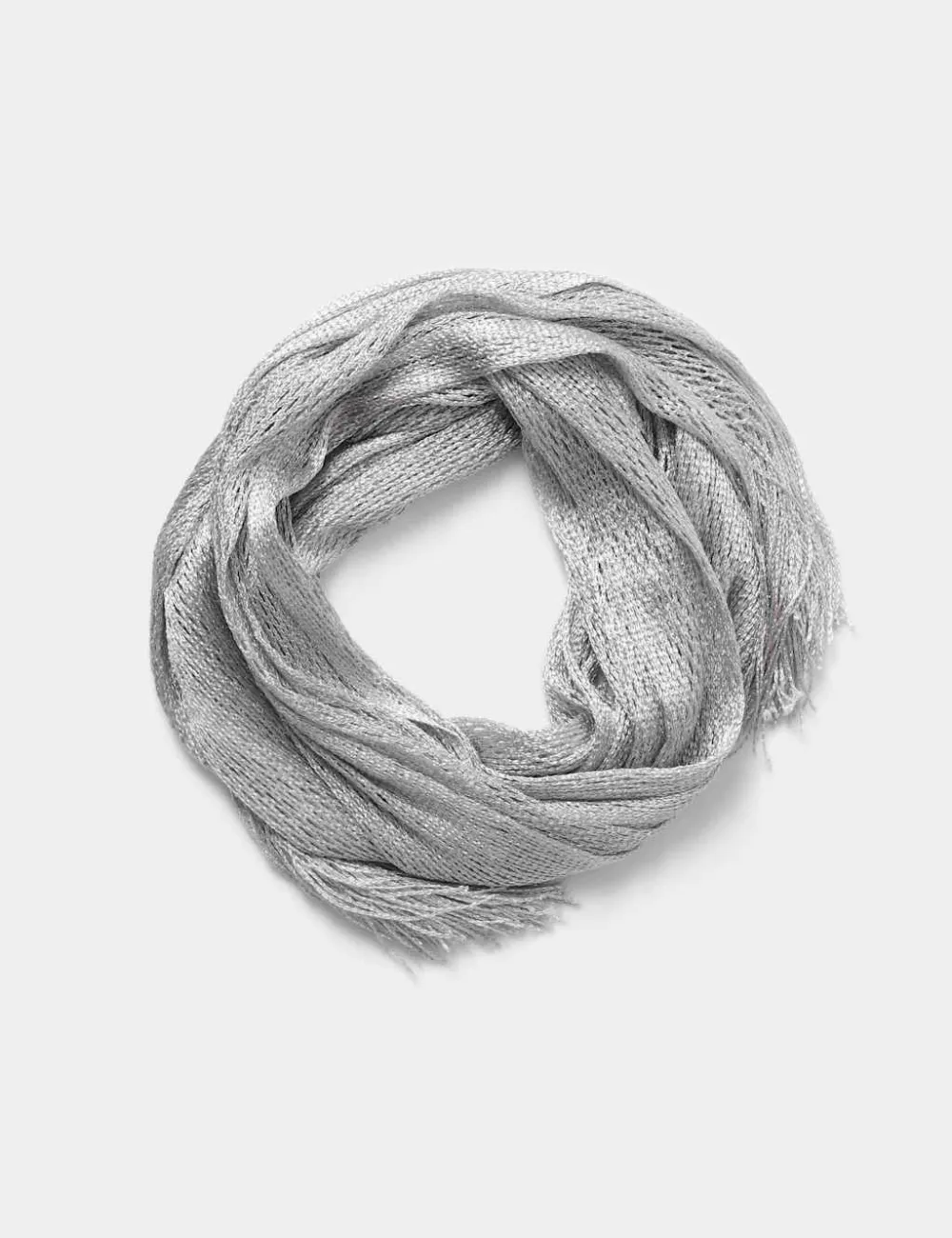 Silver Knit Fringe Scarf