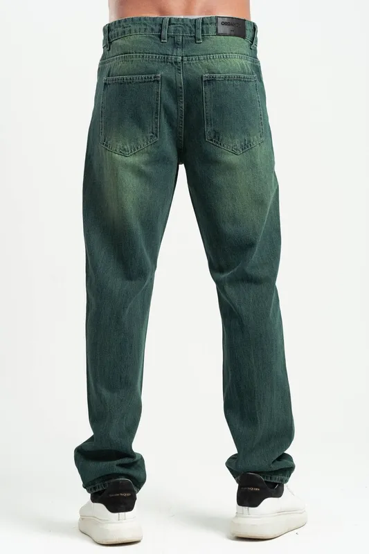 Acid Green Straight Leg Denim Pants