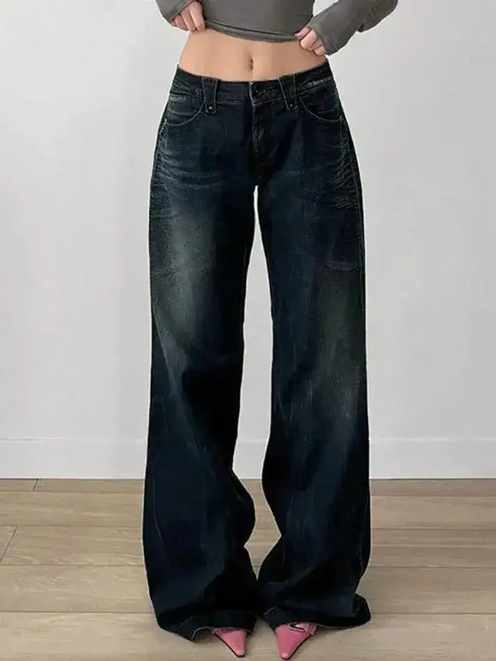 Vintage Basic Low-Rise Loose Jeans