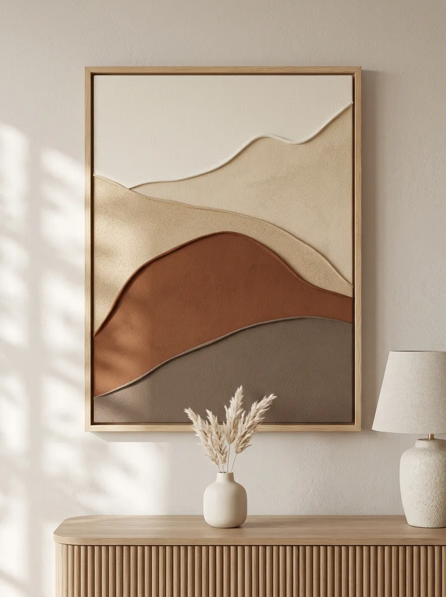 Calm Modern Minimalist Abstract Landscape Textured Printed Wall Art