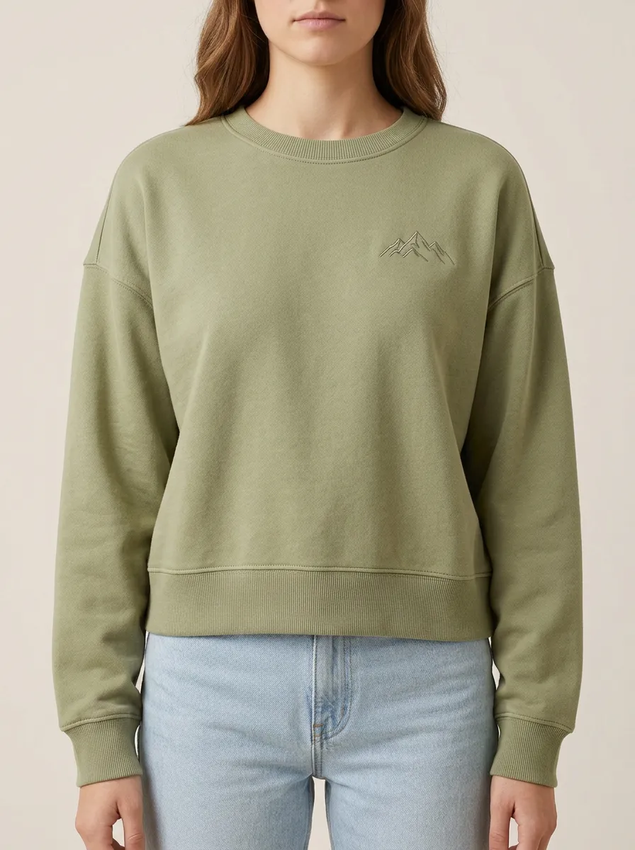 Women's Mountain Outline Embroidered Sweatshirt