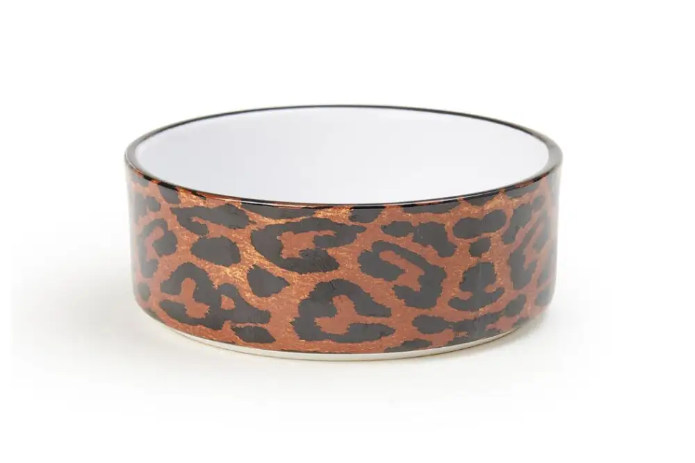 Leopard Pattern Ceramic Pet Bowl