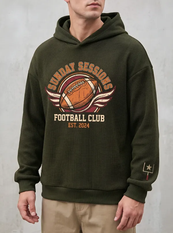 Men's Sunday Sessions Football Club Winged Ball Printed Hoodie