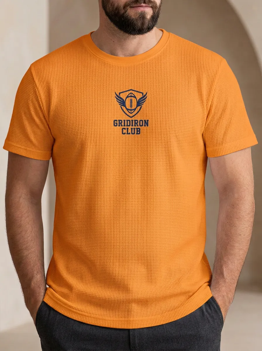 Men's American Football Gridiron Club Winged Ball Printed T-shirt