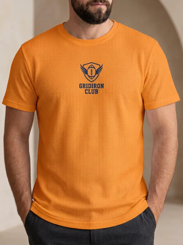 Men's American Football Gridiron Club Winged Ball Printed T-shirt