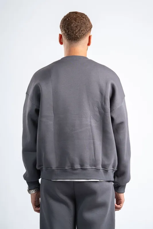 Charcoal Grey Boxy Fit Crewneck Sweatshirt