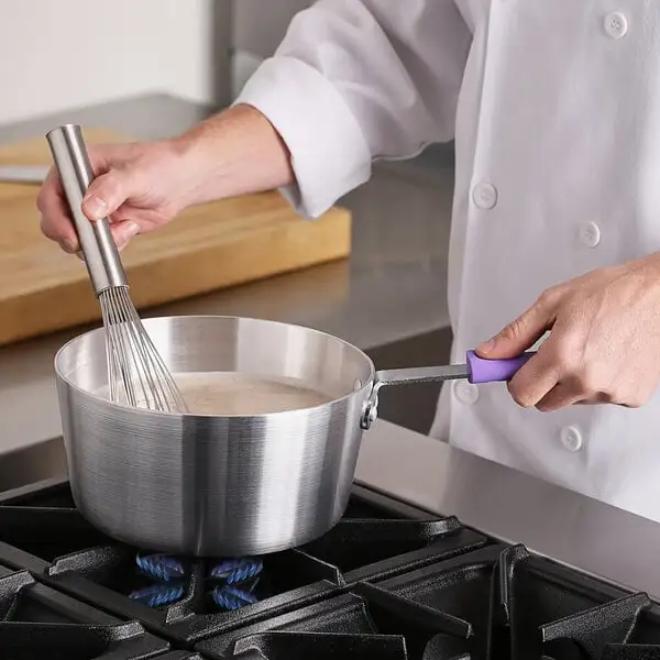 Space-Saving Tapered Aluminum Sauce Pan with Allergen Free Silicone Handle