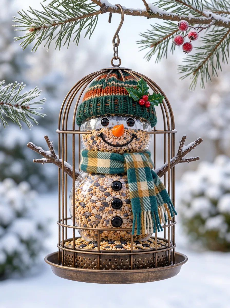 Seasonal Snowman Christmas Bird Feeder