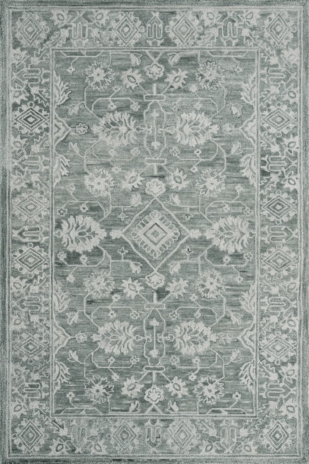 Artisan Crafted Botanical Bordered Wool Area Rug