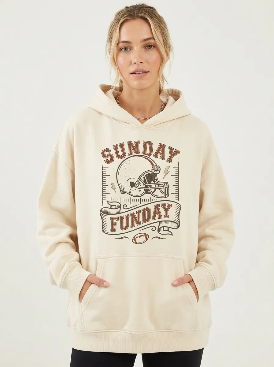 Women's Football Lover Sunday Funday Helmet Printed Hoodie