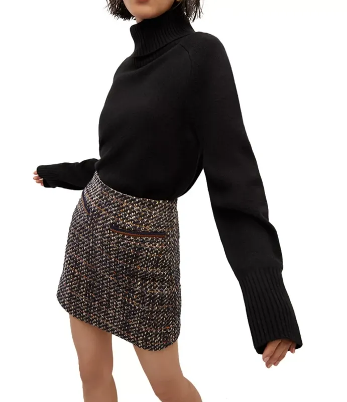 Denim Tweed Pocket Skirt