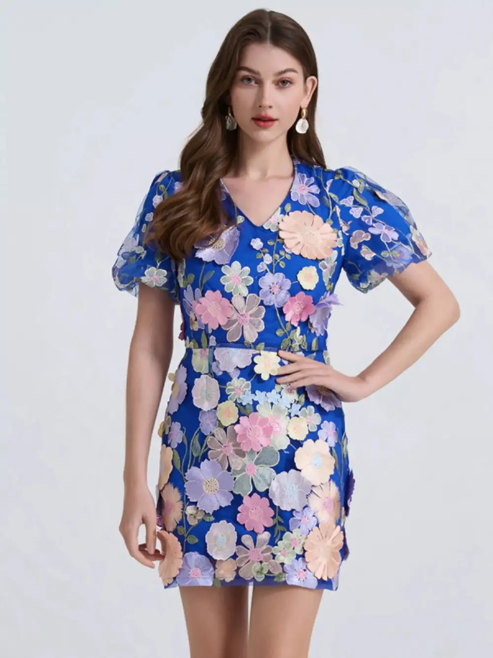 Puff-Sleeve Floral Mini Dress