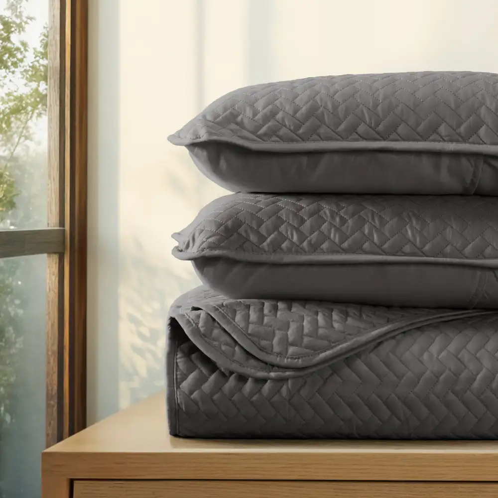 Herringbone Quilted Coverlet Set