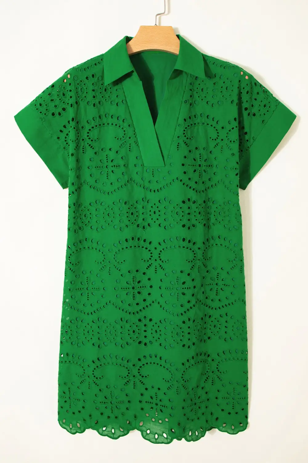 Street Ready Eyelet Detail Embroidered T-Shirt Mini Dress