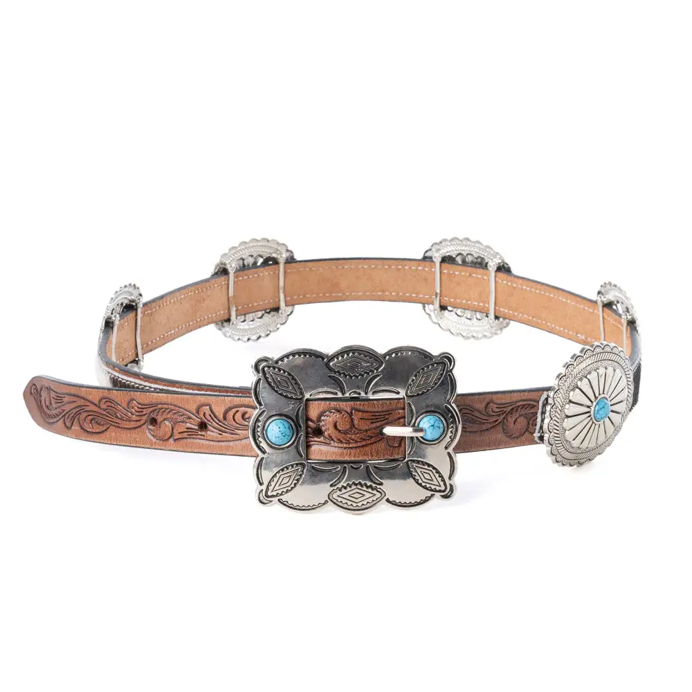 Women's Hair-On Concho Stone Buckle Belt