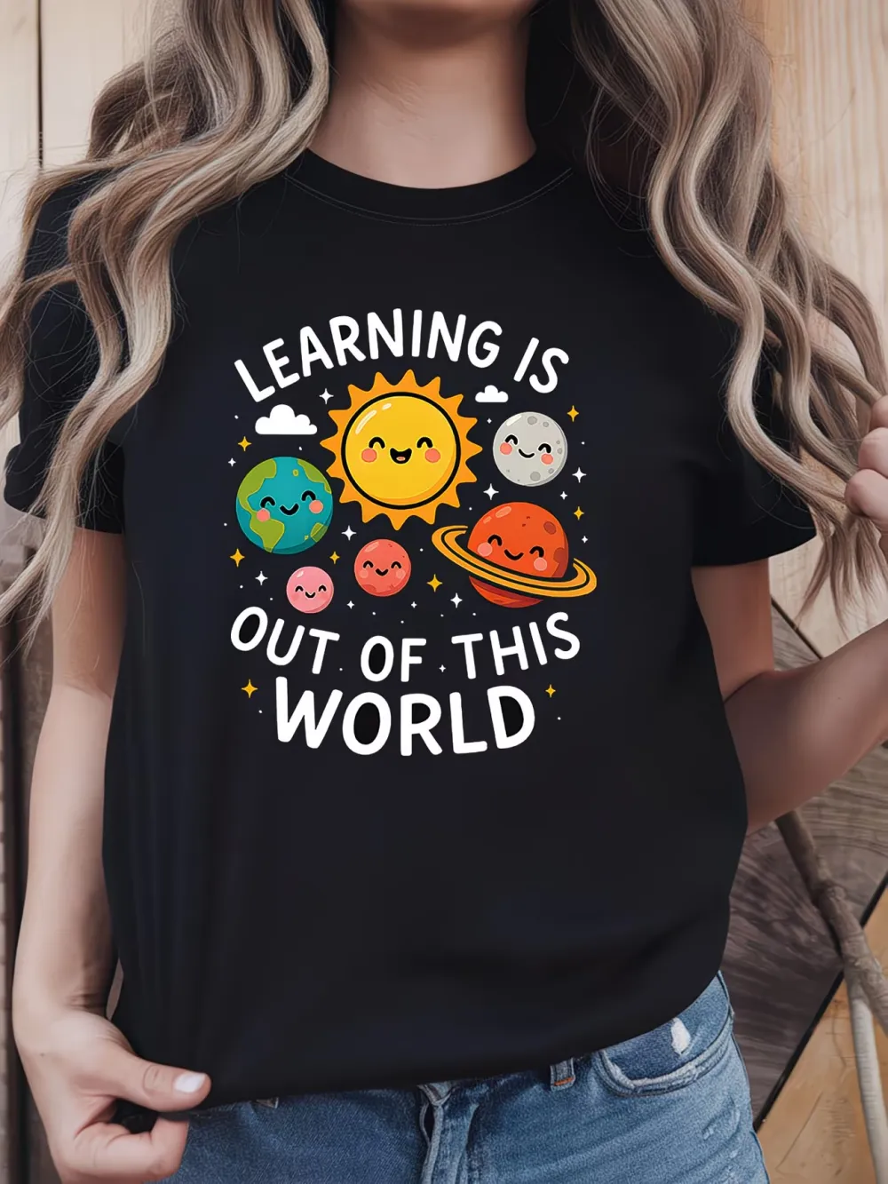 Solar System Printed Casual T-Shirt